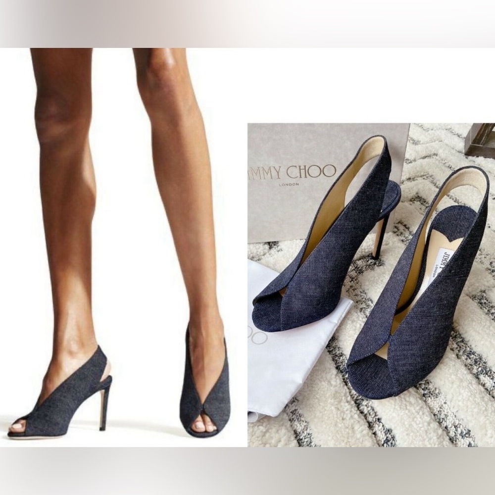 Jimmy Choo SHAR 100 Indigo Denim Women’s Heels Sandals